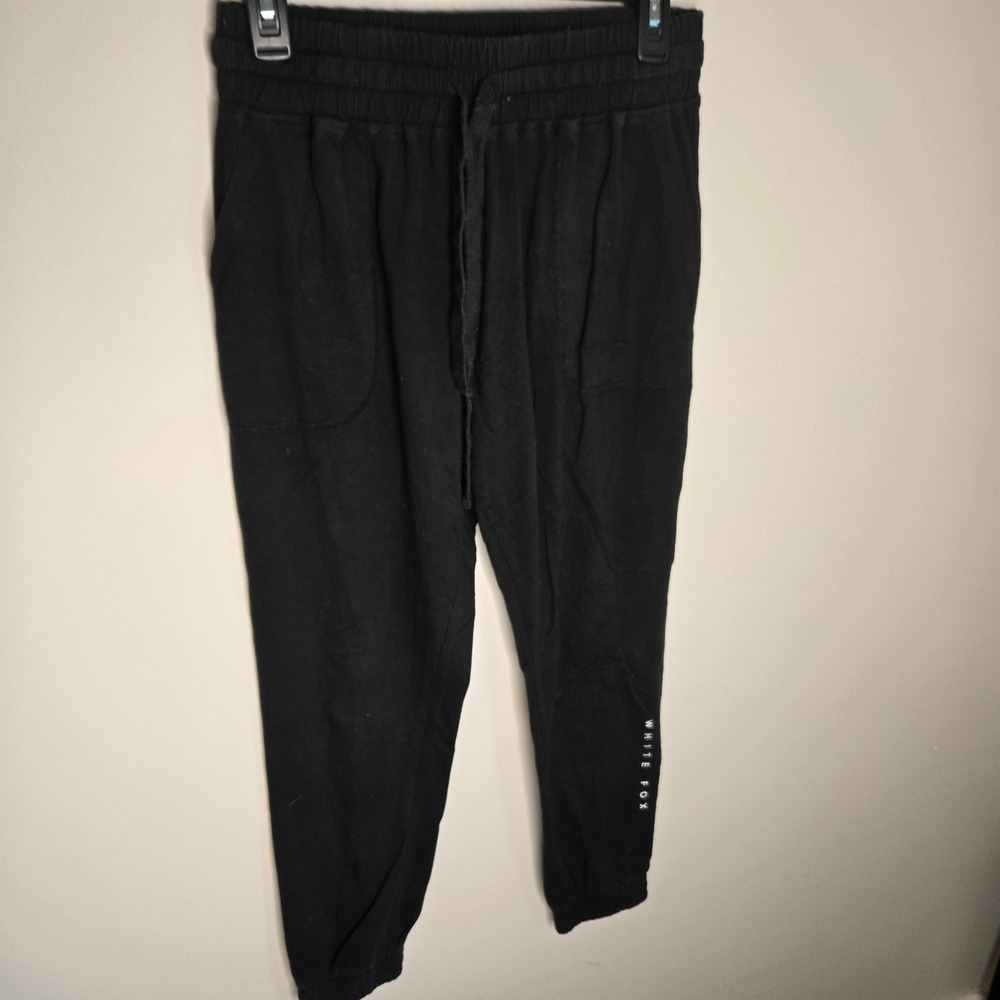 White Fox Boutique Black Logo Joggers Sweatpants Large